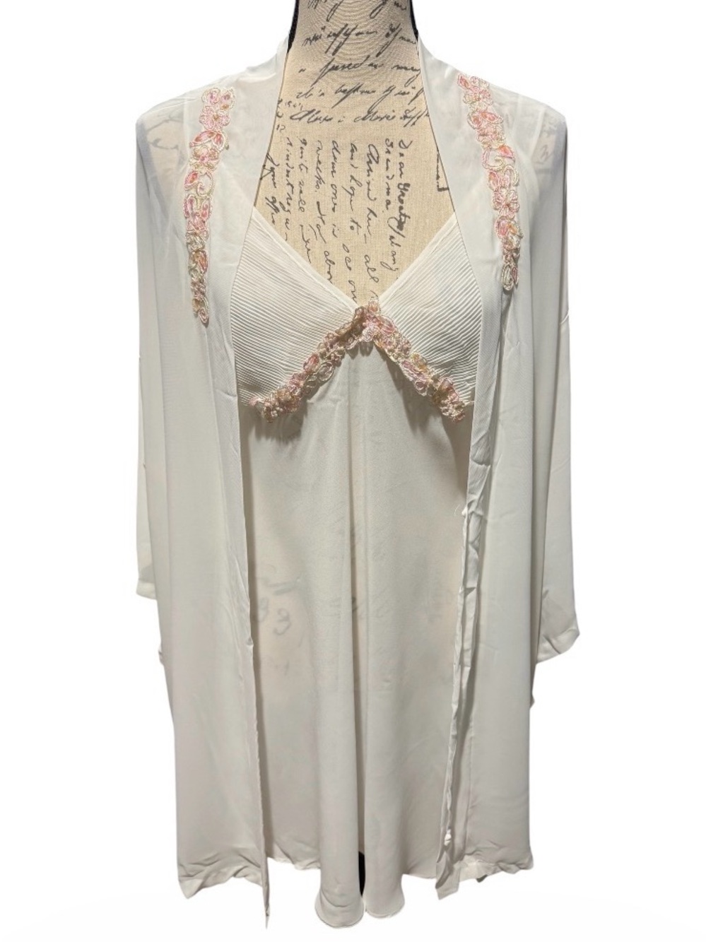 Vintage Expressions by California Dynasty white bridal nightgown robe set large